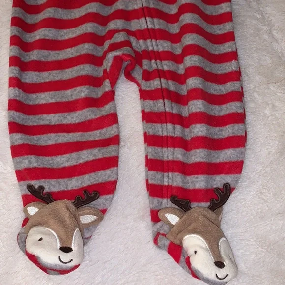 Carter’s Reindeer Striped Sleeper Footed One-piece Baby - Picture 5 of 9